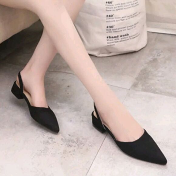 ANNE KLEIN IFLEX LOW BLOCK HEEL POINTED TOE SLINGBACK SANDAL - Picture 1 of 14